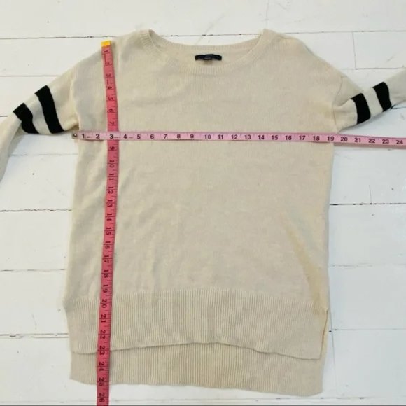 American Eagle Outfitters Preppy Cream Black Striped Oversize Sweater (size XS) - Picture 7 of 7